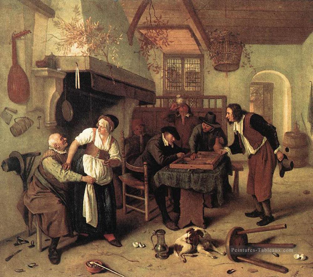 In The Tavern Néerlandais Genre peintre Jan Steen Peintures à l'huile